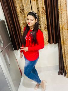 Red Woolen Sweater Cum Top