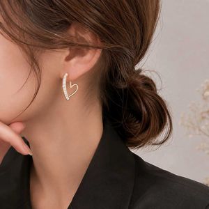 Heart Shaped Diamond Hoop Earrings
