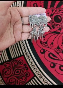 2 Oxidized Earing And Kada