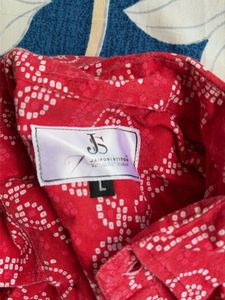 Red Printed Short Sleeve Shirt