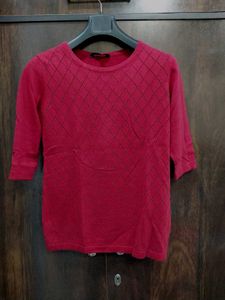 Maroon Sweater Top With Schifli