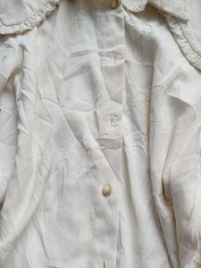 Cream Ruffle Collar Long Sleeve Top