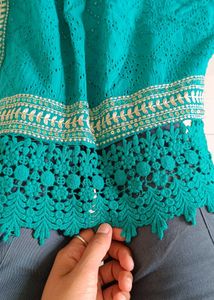 Teal Embroidered Kurti Tunic