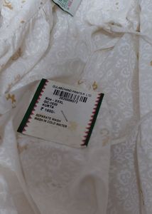 White Tiered Maxi Dress with Gold Print