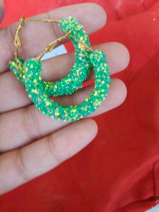 Sparkly Green Hoop Earrings