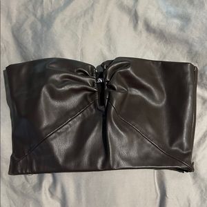Zara Faux Leather Bustier Top