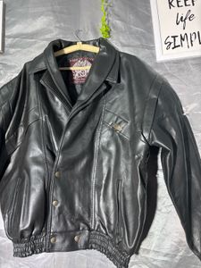 Vintage Black Leather Jacket for man