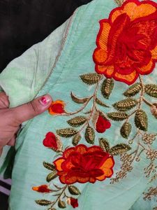 Beautifully Embroidered Mint Green Gown