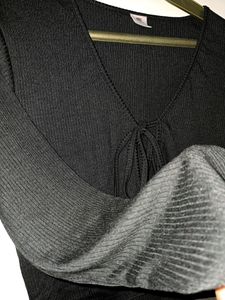 Black Ribbed Crop Top From SSS (Full Sleeve)