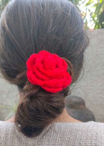 Red Flower Hair Scrunchie