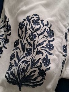 Blue Kurta Set with White Pants &amp; Dupatta