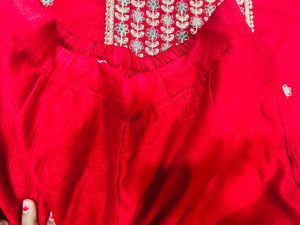 Elegant Red Embroidered Kurta Set