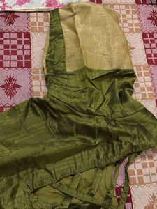 Elegant Olive Green Embroidered Saree