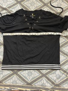 Stylish Black Lace-Up T-Shirt