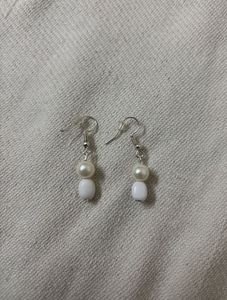 Pearl &amp; White Bead Drop Earrings