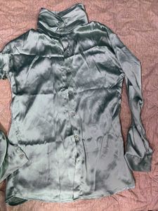 Elegant Satin Button-Up Shirt