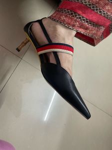 Black Pointed Toe Heels with Ankle Strap