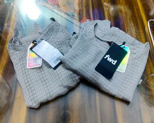 Grey Textured Tie-Front Crop Top