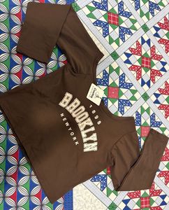 Brown Brooklyn one shoulder T-Shirt