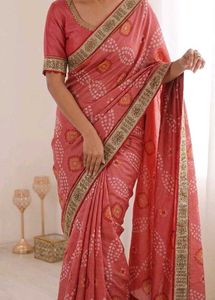 Elegant Pink Bandhani Saree