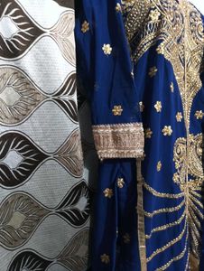 Stunning Blue Kurta Set with Gold Embroidery