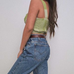 Green Patterned Crop Top