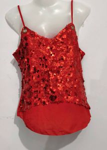 Sparkling Red Sequin Cami Top