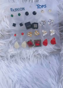 12 Pcs Studs Multicolour For Girls