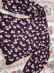 Floral Print Lace Trimmed Top