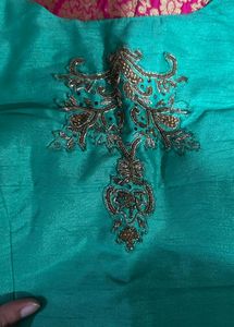 Elegant Green and Pink Silk Legenga Choli