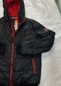 Superdry Padded Hooded Jacket - Black/Red