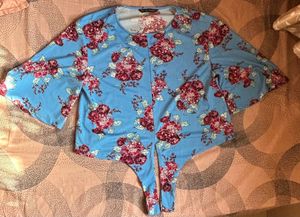 FREE DELIVERY ❗️Blue Floral Print Tie-Front Top