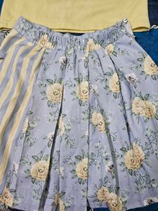 Cute Yellow Top &amp; Floral Skirt Set