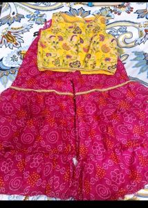 Vibrant Yellow & Pink Kurta Set