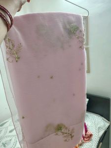 pink chiffon saree