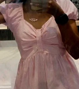 Pink Striped Puff Sleeve Top