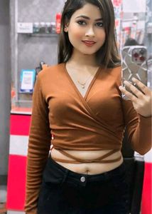 Ribbed Wrap Long Sleeve Top