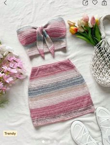 Chic Striped Tube Top & Skirt Set