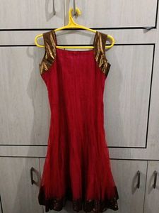 Red Embellished Party wear kurta set