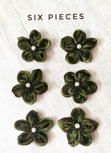 Set of 6 Green Flower Hair Clips