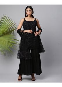 Black Embellished Sharara Set