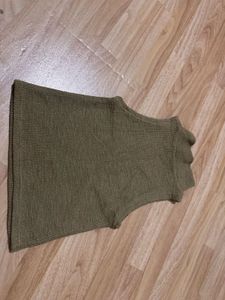 Olive Green Ribbed Turtleneck Top