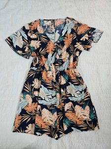 Tropical Print V-Neck Romper size M