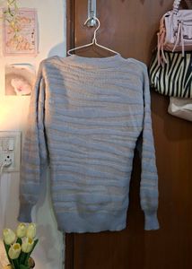 Light Blue Textured V-Neck Sweater