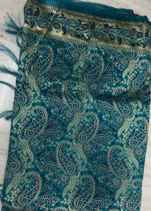 Elegant Teal & Gold Saree with Blouse