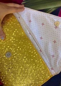 Gold Textured Clutch Bag