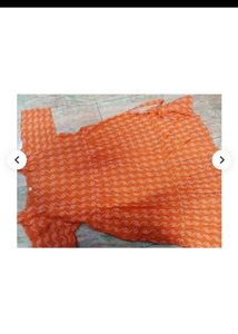 Orange Printed Tiered Midi Dress