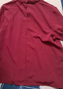 Maroon Her High Neck Semi Formal Top XL