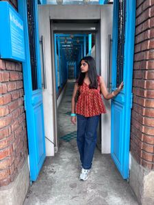 Maroon Striped Ethnic Kurta