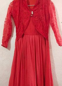 Red Soft Net Gown